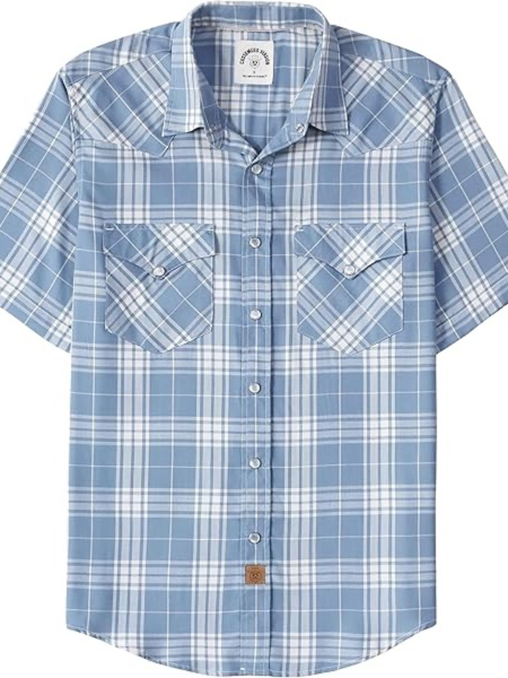 Casual Blue Plaid Short-Sleeve Button-Down Shirt